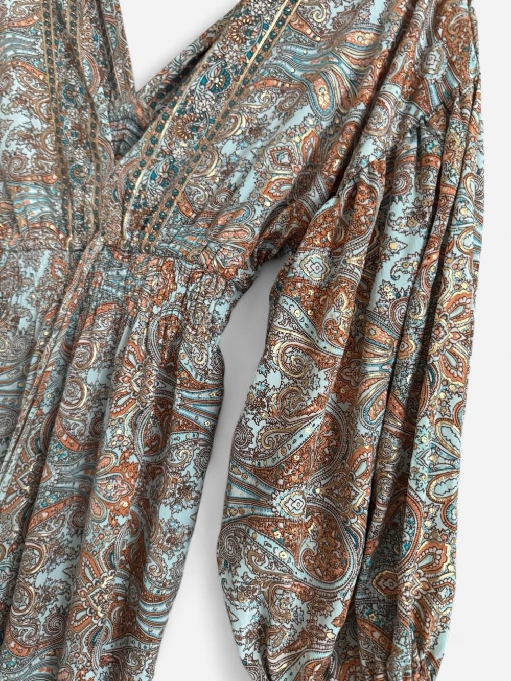 Bohemian style 100% Silk Maxi Dress - Picture 4 of 5
